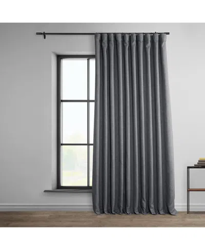 Half Price Drapes Dark Gravel Extra Wide Textured Faux Linen Room Darkening Curtain In Grey