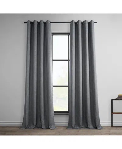 Half Price Drapes Dark Gravel Grommet Textured Faux Linen Room Darkening Curtain In Grey