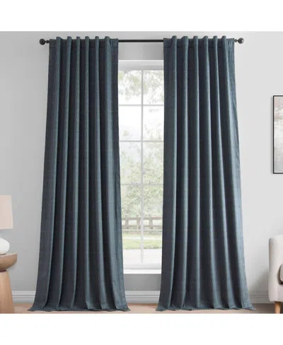 Half Price Drapes Deep Blue Abstract Lounge Embossed Velvet Room Darkening Curtain In Gray