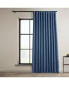 Half Price Drapes Denim Extra Wide Textured Faux Linen Room Darkening Curtain In Blue