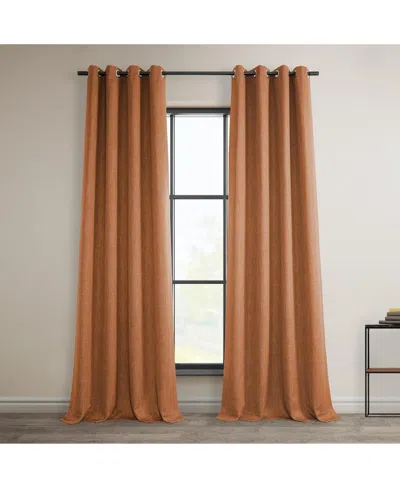 Half Price Drapes Desert Orange Grommet Textured Faux Linen Room Darkening Curtain