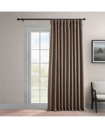 Half Price Drapes Dutch Cocoa Extra Wide Textured Faux Linen Room Darkening Curtain In Brown