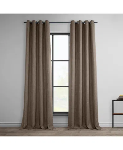 Half Price Drapes Dutch Cocoa Grommet Textured Faux Linen Room Darkening Curtain In Brown