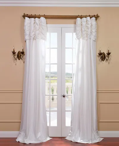 Half Price Drapes Eggshell Ruched Solid Faux Silk Taffeta Room Darkening Curtain In White