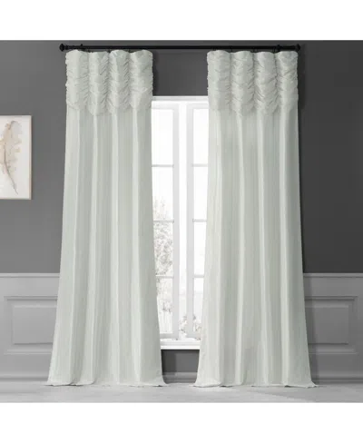 Half Price Drapes Eggshell Ruched Solid Faux Silk Taffeta Room Darkening Curtain In White