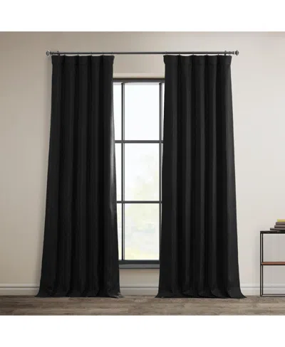 Half Price Drapes Essential Black Textured Faux Linen Room Darkening Curtain