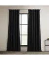 Half Price Drapes Essential Black Textured Faux Linen Room Darkening Curtain In Black