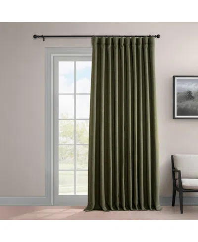 Half Price Drapes Extra Wide Textured Faux Linen Room Darkening Curtain In Green