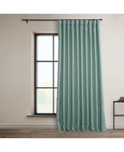 Half Price Drapes Extra Wide Textured Faux Linen Room Darkening Curtain In Green