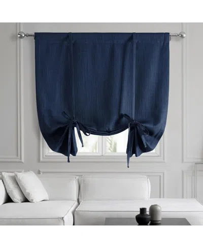 Half Price Drapes Faux Linen Room Darkening Tie-up Window Shade In Blue