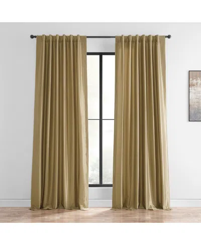 Half Price Drapes Flax Gold Vintage Textured Faux Dupioni Silk Blackout Curtain