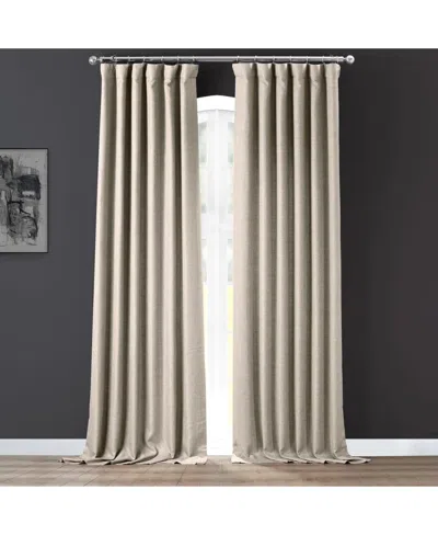 Half Price Drapes Fossil Grey Italian Faux Linen Room Darkening Curtain In Beige,tan