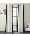 Half Price Drapes Fresh Popcorn & Black Bordered Grommet Vertical Printed Cotton Curtain In White