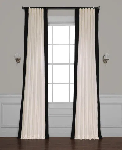HALF PRICE DRAPES FRESH POPCORN & BLACK BORDERED VERTICAL PRINTED COTTON CURTAIN