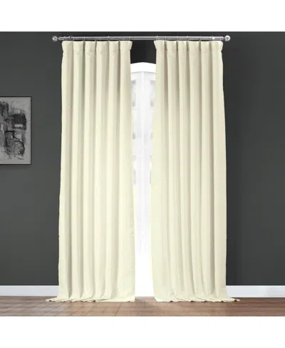 Half Price Drapes Gravity Ivory Italian Faux Linen Room Darkening Curtain In Cream