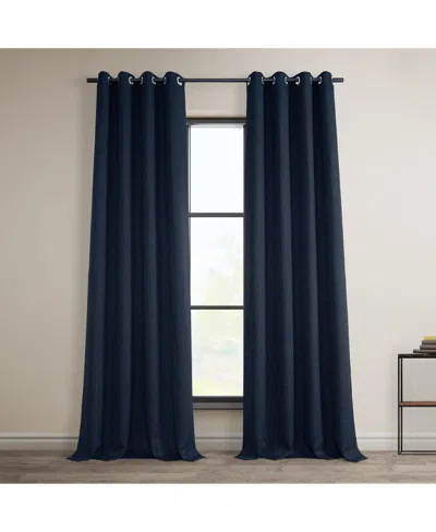 Half Price Drapes Grommet Textured Faux Linen Room Darkening Curtain In Blue