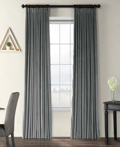 Half Price Drapes Gunmetal Grey Signature Extra Wide Velvet Blackout Curtain In Gray