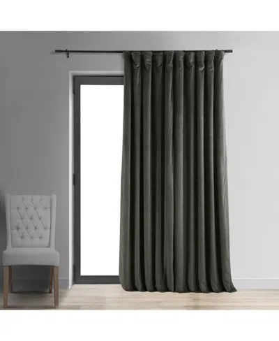 Half Price Drapes Gunmetal Grey Signature Extra Wide Velvet Blackout Curtain In Gray