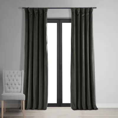 Half Price Drapes Gunmetal Grey Signature Velvet Blackout Curtain In Gray