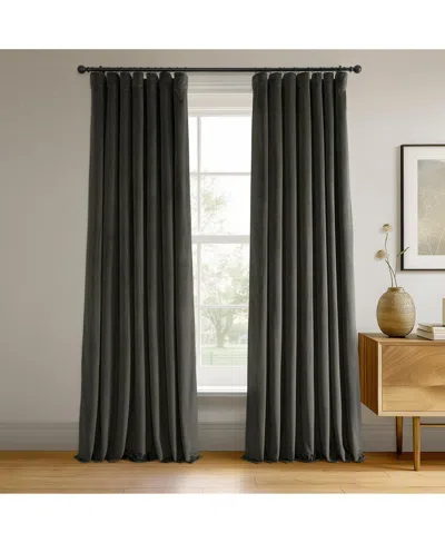 Half Price Drapes Gunmetal Grey Signature Velvet Blackout Curtain In Gray