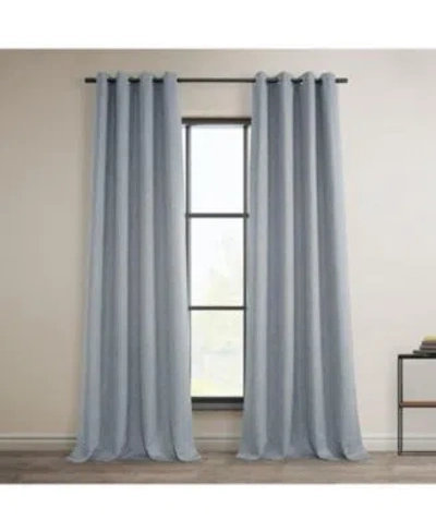 Half Price Drapes Heather Grey Grommet Textured Faux Linen Room Darkening Curtain In Blue