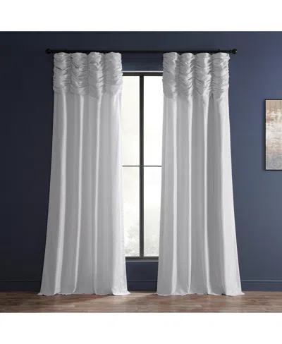 Half Price Drapes Ice Ruched Vintage Textured Faux Dupioni Silk Curtain In White