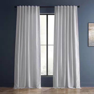 Half Price Drapes Ice Vintage Textured Faux Dupioni Silk Blackout Curtain In White