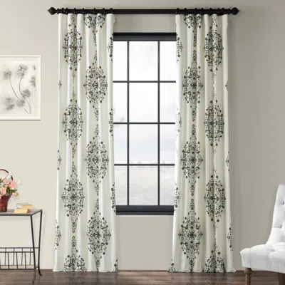 Half Price Drapes Kerala Cocoa Emblem Printed Cotton Room Darkening Curtain