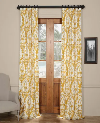 Half Price Drapes Lacuna Sun Floral Printed Cotton Room Darkening Curtain In Yellow