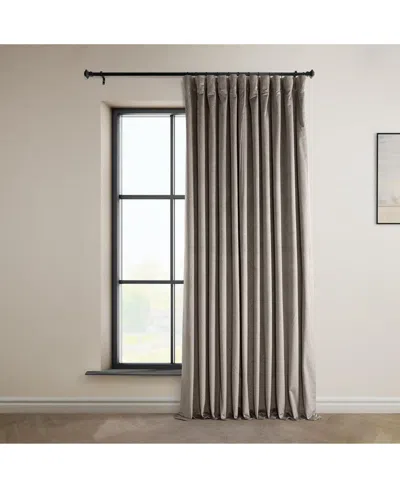 Half Price Drapes Library Taupe Extra Wide Signature Plush Velvet Hotel Blackout Curtain In Beige,tan