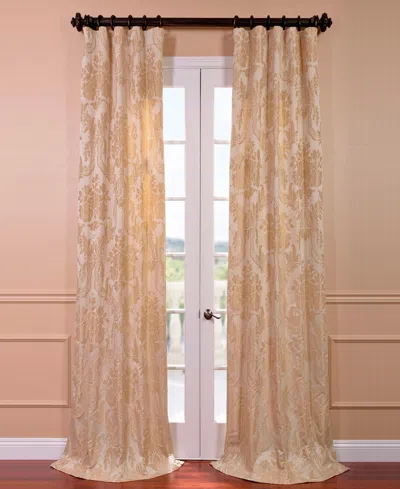 Half Price Drapes Magdelena Champagne Beige Damask Faux Silk Jacquard Room Darkening Curtain In Beige,tan