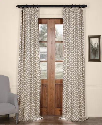 Half Price Drapes Martinique Taupe Geometric Printed Cotton Room Darkening Curtain In Beige,tan