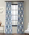 Half Price Drapes Mecca Blue Geometric Printed Cotton Room Darkening Curtain In Blue