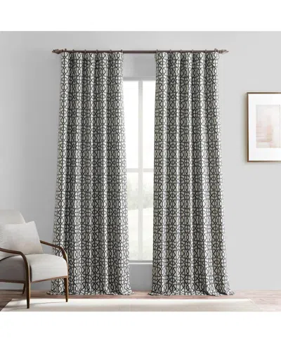 Half Price Drapes Metro Black Geometric Faux Silk Jacquard Room Darkening Curtain