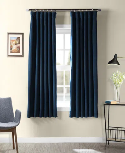 Half Price Drapes Midnight Blue Signature Velvet Blackout Curtain