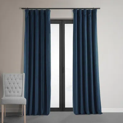 Half Price Drapes Midnight Blue Signature Velvet Blackout Curtain