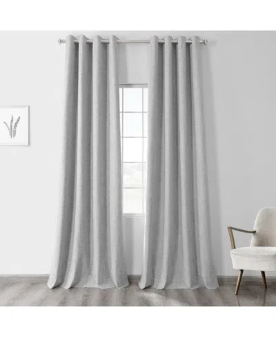 HALF PRICE DRAPES MILLENNIAL GREY GROMMET THERMAL CROSS LINEN WEAVE BLACKOUT CURTAIN