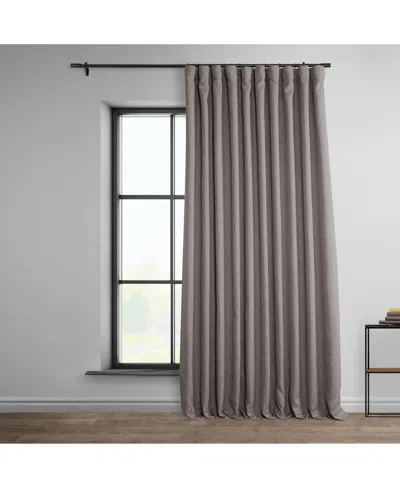 Half Price Drapes Mink Extra Wide Textured Faux Linen Room Darkening Curtain In Brown