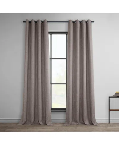 Half Price Drapes Mink Grommet Textured Faux Linen Room Darkening Curtain In Brown