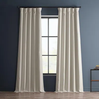 Half Price Drapes Mink Textured Faux Linen Room Darkening Curtain In White