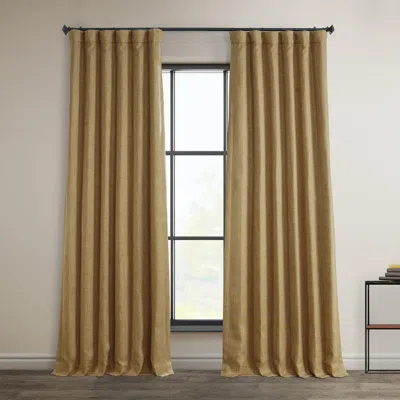 Half Price Drapes Mink Textured Faux Linen Room Darkening Curtain In Brown
