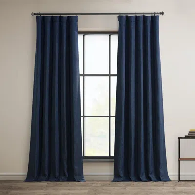 Half Price Drapes Mink Textured Faux Linen Room Darkening Curtain In Blue