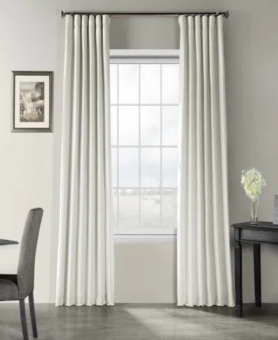 Half Price Drapes Mist Greige Vintage Textured Faux Dupioni Silk Curtain In White