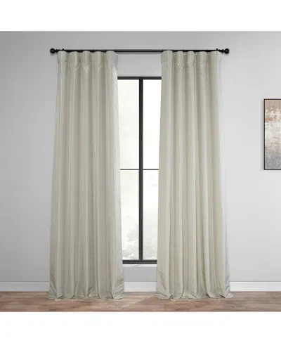 Half Price Drapes Mist Grey Vintage Textured Faux Dupioni Silk Blackout Curtain In Cream