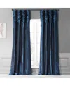 Half Price Drapes Navy Ruched Solid Faux Silk Taffeta Room Darkening Curtain In Blue