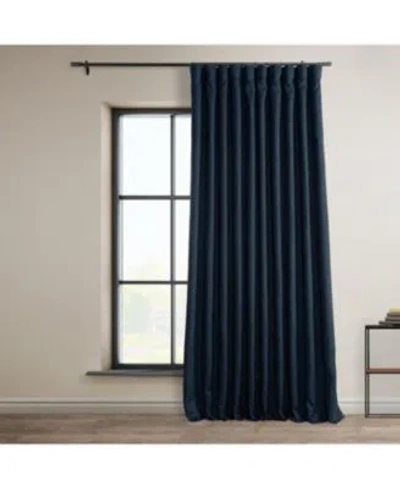 Half Price Drapes Nightfall Navy Extra Wide Textured Faux Linen Room Darkening Curtain In Blue