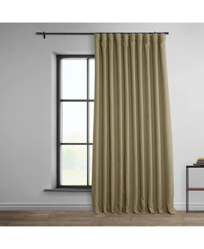 Half Price Drapes Nomad Tan Extra Wide Textured Faux Linen Room Darkening Curtain In Beige,tan