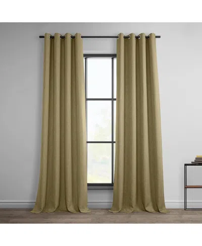 Half Price Drapes Nomad Tan Grommet Textured Faux Linen Room Darkening Curtain In Beige,tan