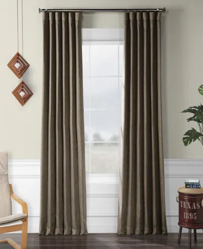 Half Price Drapes Nomad Tan Textured Faux Linen Room Darkening Curtain In Brown