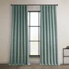 Half Price Drapes Nomad Tan Textured Faux Linen Room Darkening Curtain In Blue